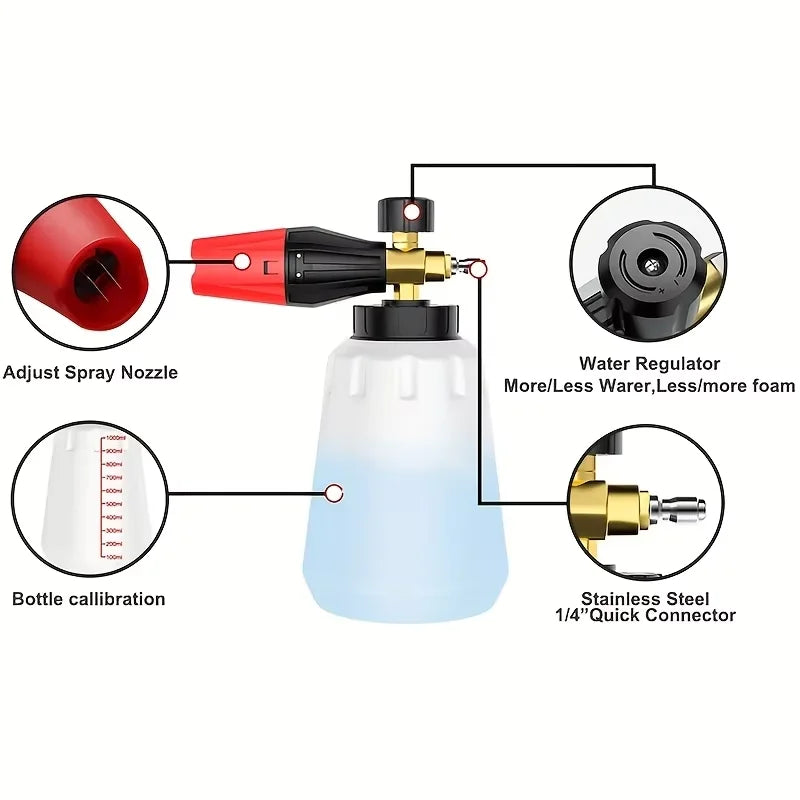 Professional Pressure Washer Set with 1L Foam Cannon - 2175PSI M22-14 Water Gun & 5 Nozzles for Nilfisk/STIHL/Gerni