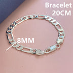 Punk 925 sterling silver 4/6MM 8 Inches Figaro Chain For Men Simple Women Hip Hop Bracelet Jewelry Party Accessories Wholesale