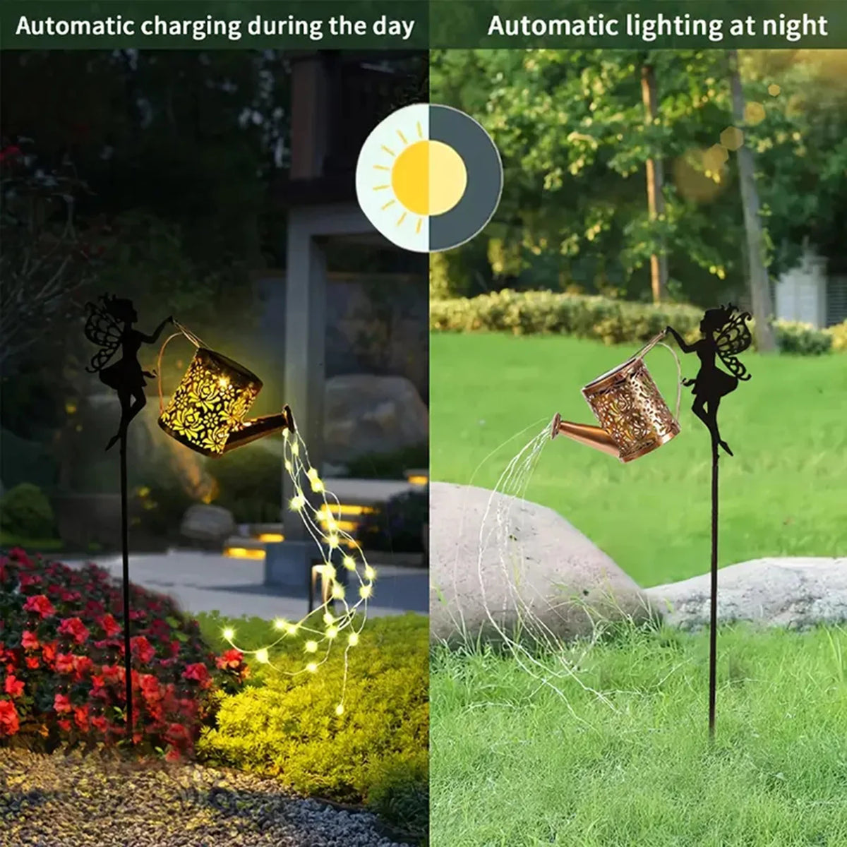 Solar Fairy Watering Can Lights – Outdoor Decorative Kettle with Cascading String Lights, Perfect for Garden Décor & Gifts