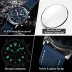 POEDAGAR Luxury Sports Military Men Watch Waterproof Luminous Chronograph Nylon Leather Date Man Wristwatch Quartz Men's Watches
