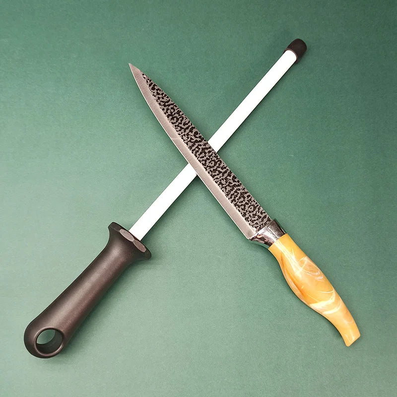 8/10/12 Inch Professional Ceramic Knife Sharpener Rod Durable Knife Grinder With Non-Slip Handle Kitchen Knife Sharpening Blade