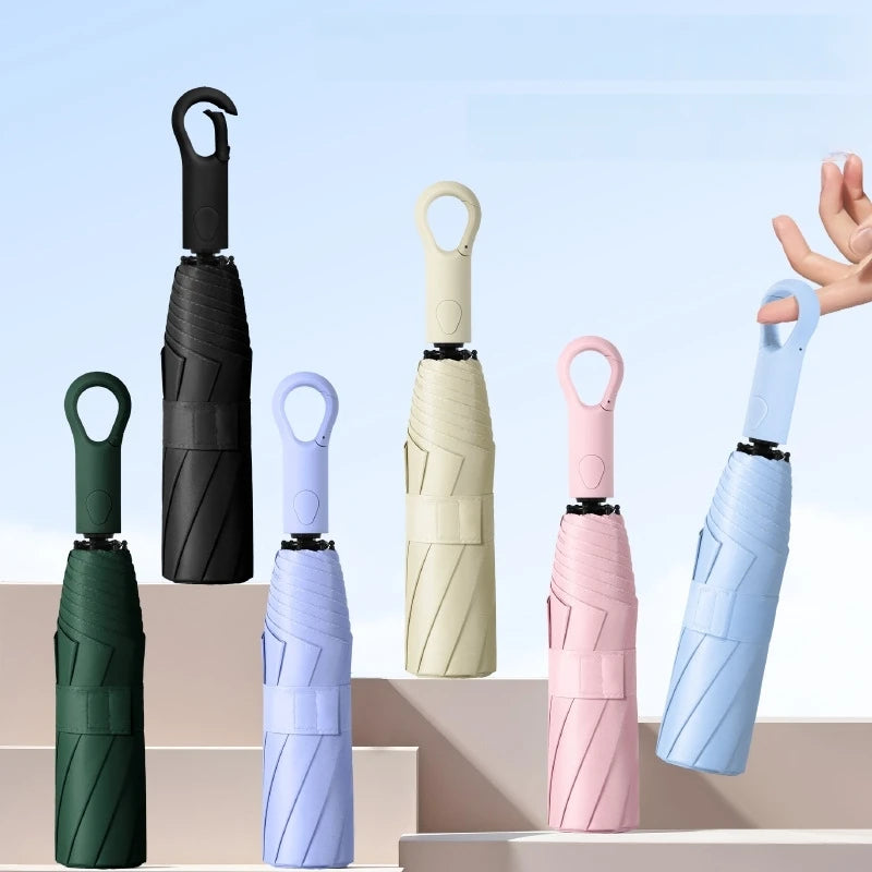 Umbrellas for Rain with Ring Buckle Travel Umbrella Compact for Backpack, Car, Walking, Automatic UV Umbrella for Sun Protection