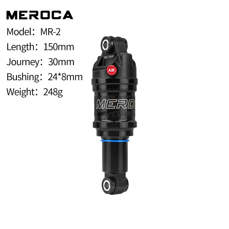 MEROCA MR-2 MTB bike air rear shock absorber, adjustable air pressure, 125/150/165/190mm