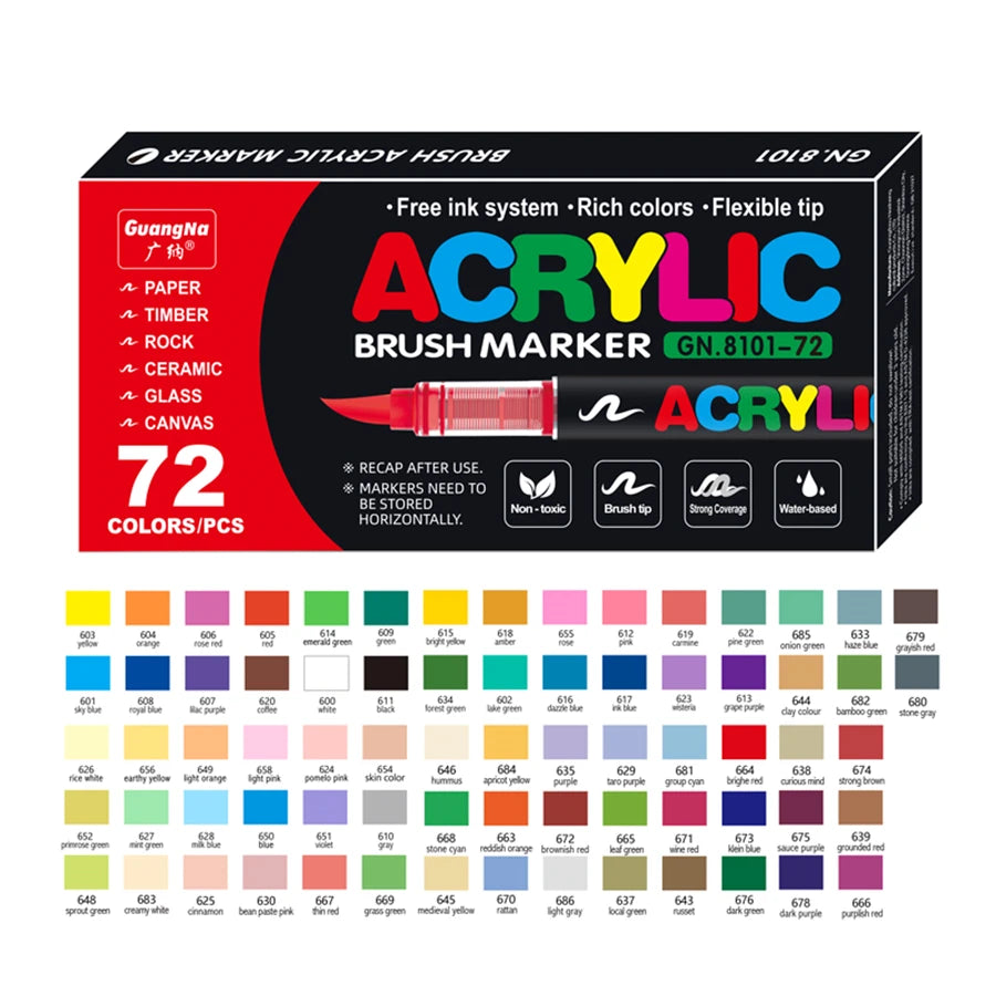 Acrylic Paint Soft Brush Markers Set, Soft Brush Tip Paint Pens and Paint Markers, Acrylic Paint Pens for Wood, Stone, Canvas