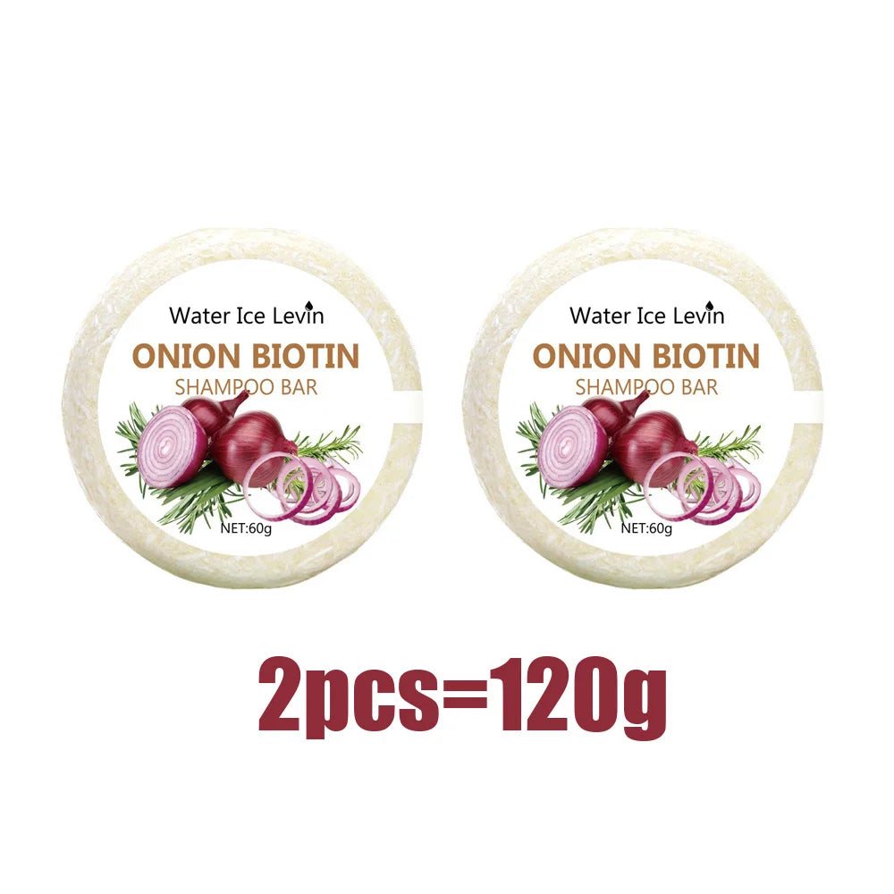 Onion and Biotin Shampoo Soap - 60g, Suitable for All Hair Types, Moisturizing and Smoothing, Rich in Rosemary Extract
