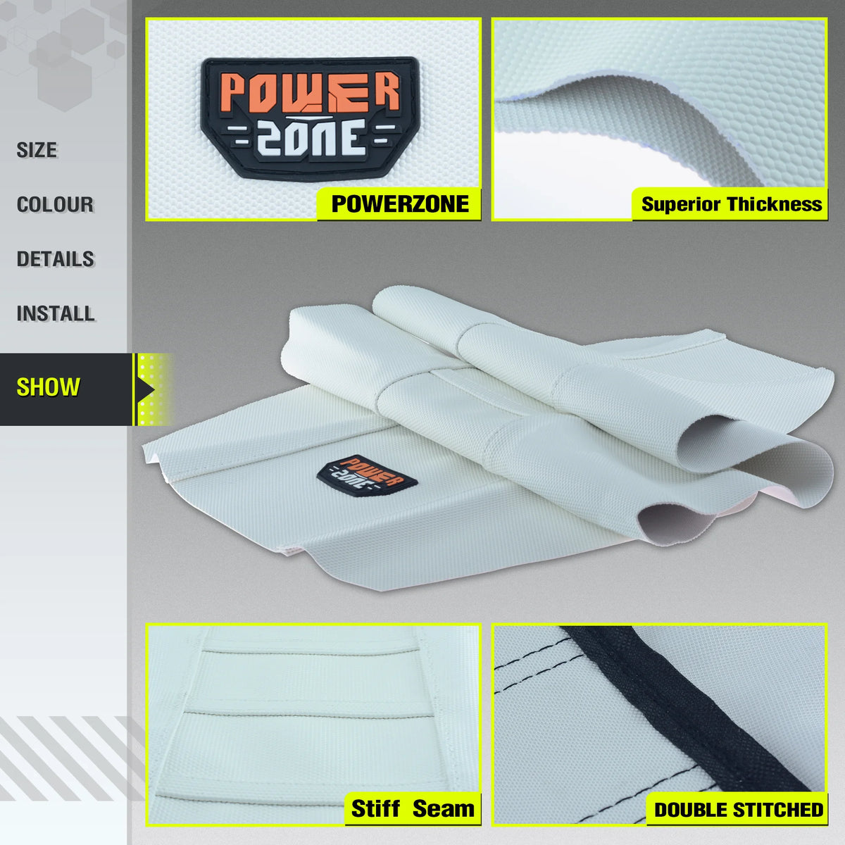 Powerzone White Seat Cover Soft Waterproof Non-slip Ribbed Motorcycle Seat Cover For SXF EXC KXF CRF YZF WR TC TE
