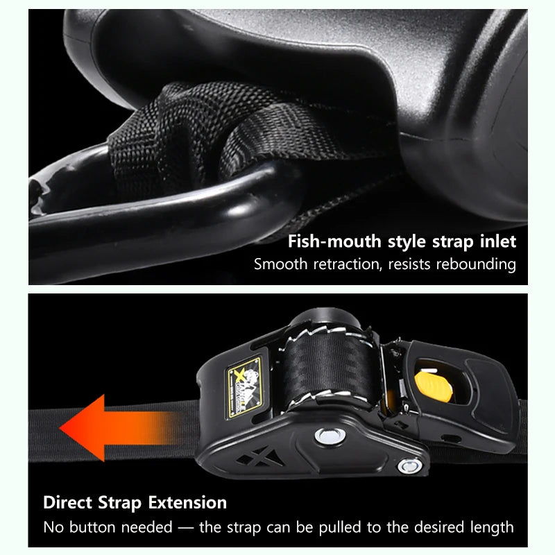Automatic Retractable Ratchet Strap 3.3m 680kg Quick Release Tie Down Belt with S-Hooks