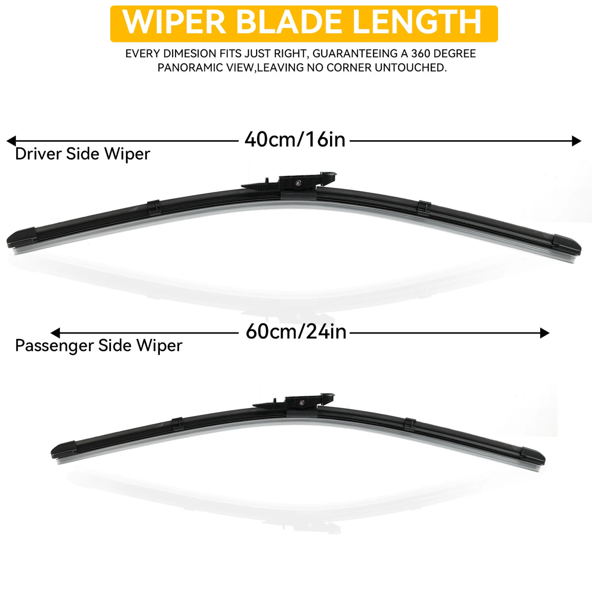 Erick's Front Wiper Blades Set 24in + 16in for Hyundai i20 2020-2026 LHD