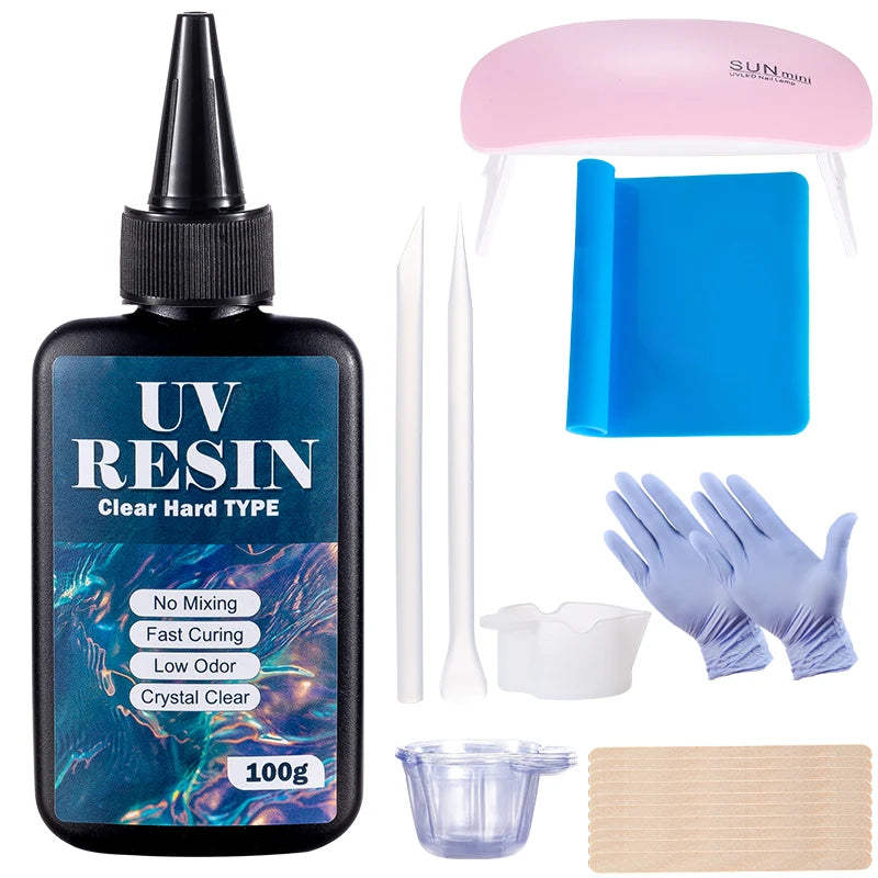 100g/250g Clear UV Resin Hard Type One Minute Ultraviolet Solar Fast Curing Epoxy Resin Glue for Casting Molds Jewelry Craft DIY