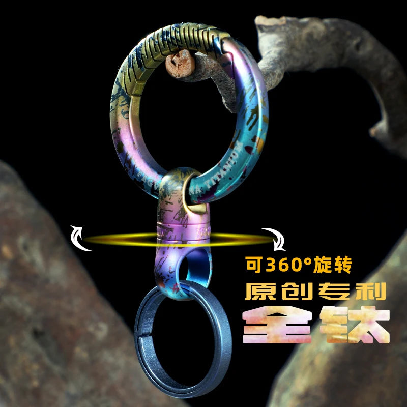 Titanium 360° Rotatable Keychain Keychains 32MM Key Ring Multicolor Titanium Keyring Accessories EDC Outdoor Tool