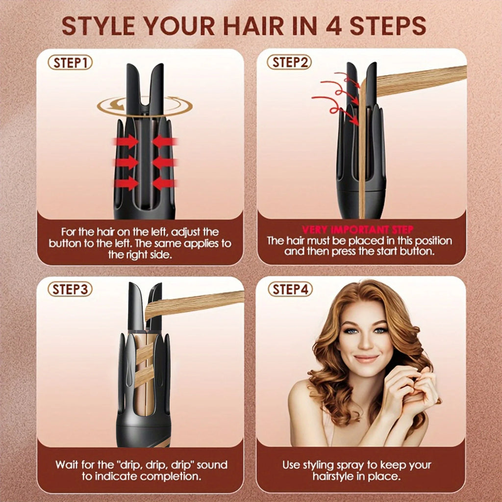 SoftAura Automatic Curling Iron 32mm Large Barrel Big Wave Styling Tool Damage Free Hair Long Lasting Curls Home Travel Use