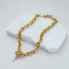Freeshippings Item Non Tarnish Jewelry Stainless Steel 18K Gold Plated Oval Link Spring Clasp Full Zircon Charms Choker Necklace