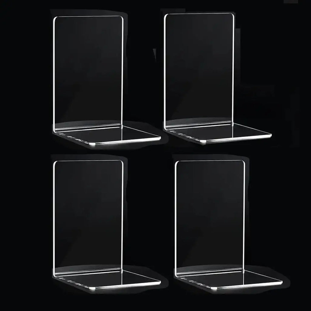 8 Pieces Bookends,Clear Bookends for Shelves,Heavy Duty Book Ends andDesktop Organizer,Book Stopper for Books/Movies/CD