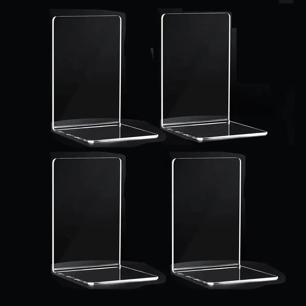 8 Pieces Bookends,Clear Bookends for Shelves,Heavy Duty Book Ends andDesktop Organizer,Book Stopper for Books/Movies/CD
