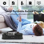 Portable 33/45RPM turntable vinyl to MP3 converter with speaker, USB/TF card recording
