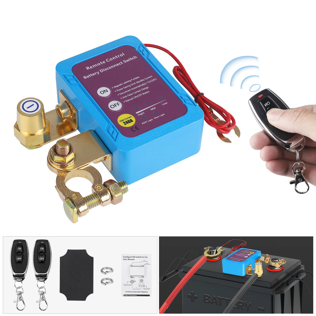 Remote Battery Disconnect Switch 12v 240A Upgrade Smart Voltage Prevent Battery Drain Kill Switch Anti-Theft for CarTruck RV