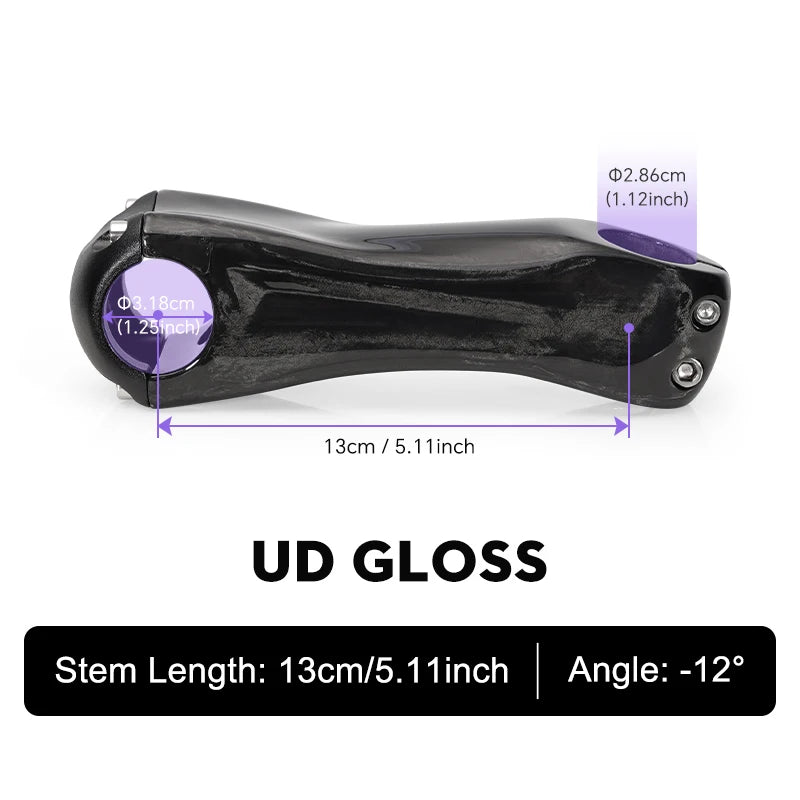 TOSEEK Carbon Stem12Degree Mountain Bike Stem 31.8mm Bicycle Handlebar Stems 70/80/90/100/110/120/130mm Black Gloss Bicycle Part