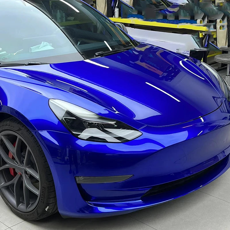 Ultra Glossy Blue Metallic Vinyl Wrap Film Roll With Air Release Self Adhesive Car Wrapping Motorcycle DIY Decal Sticker