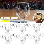 1/2/3PCS Christmas Elk Glass Cup 8Oz Milk Moose Mug Christmas Reindeer Head Beer Water Cup Xmas Holiday Party Drinkware Gifts