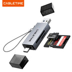 CABLETIME 2 IN 1 USB 3.0 Card Reader USB C & Micro SD Reader High-Speed 104MB/s Compatible with iPad MacBook pro