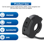 48W PD QC3.0 Motorcycle Handlebar USB Charger Socket, Waterproof Type-C Port, Switch/LED