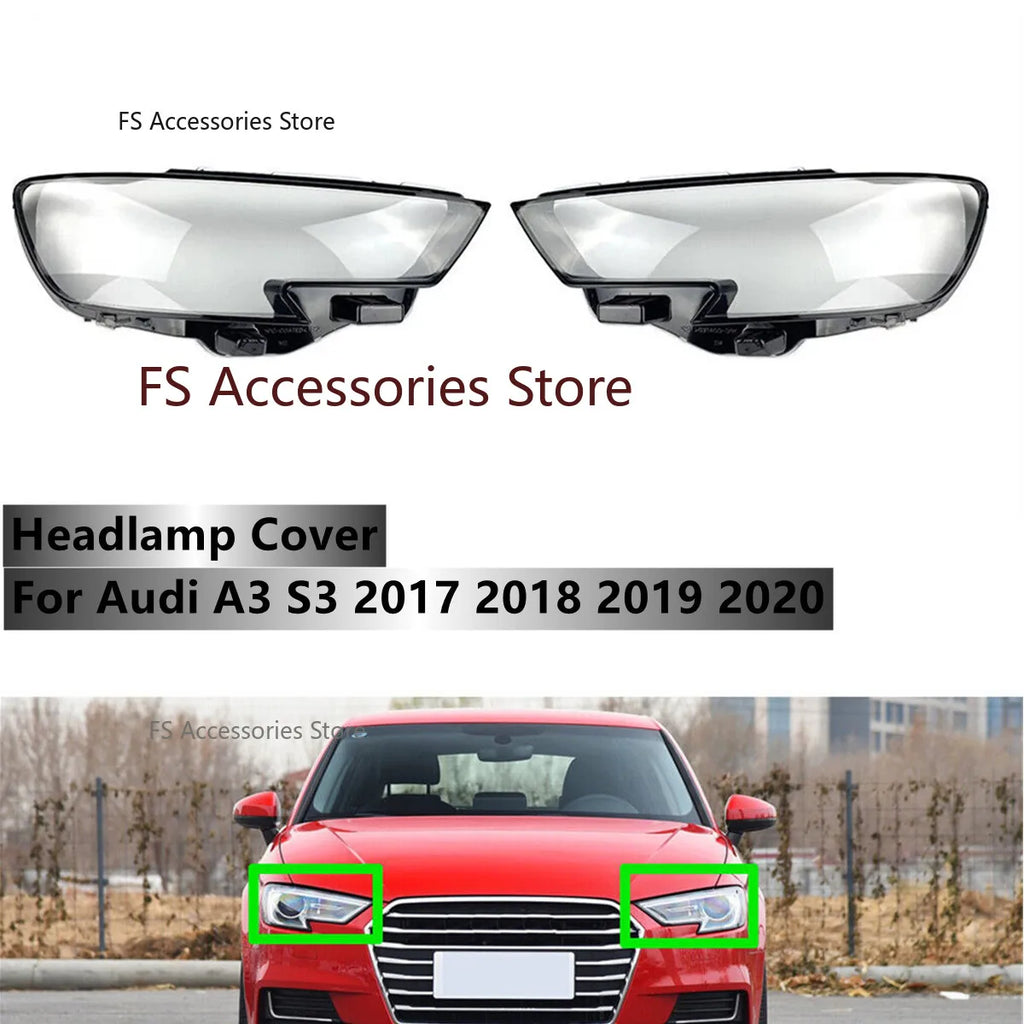 Left/Right Car Headlight Lens Glass Lampcover Cover Lampshade Shell  For Audi A3 2017 2018 2019 2020 Headlight Cover Shell