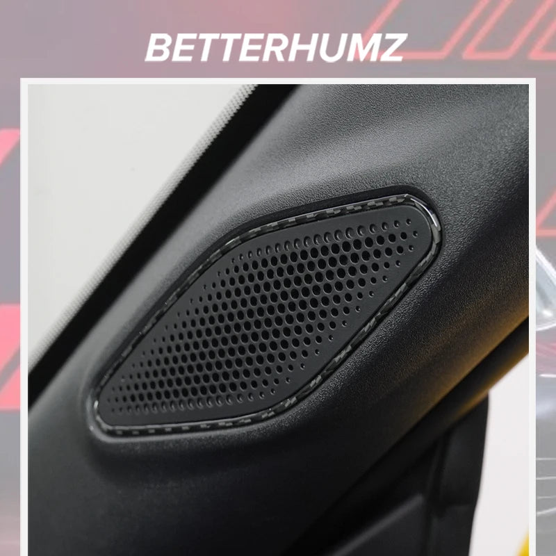 Carbon Fiber Auto A-Pillar Speaker Panel Cover Trim Sticker For Ford Mustang GT 2024 2025 Car Interior Decor Tuning Accessories