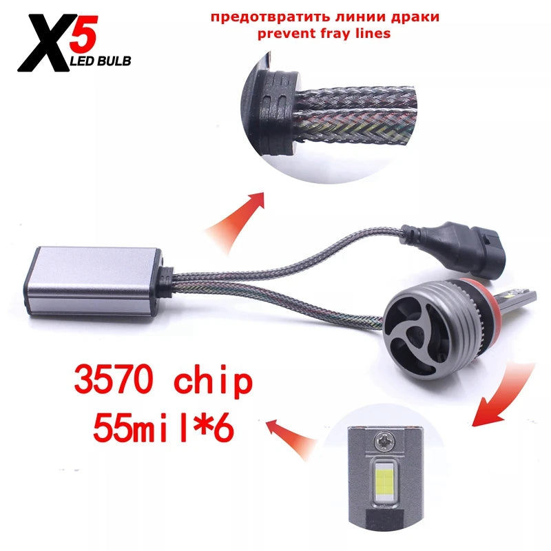 X5 100W H7 Car LED Headlight Bulb Fog Light Canbus 6000k K5C H1 H4 H7 H11 9005 9006 Auto LED Headlamp H11 Led Lights for Car