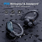 75Hrs Bluetooth 5.3 Earphones IP7 Waterproof Wireless Headphones with ENC Noise Cancelling Mic Deep Bass For Sports Workout Gym