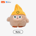 Cute Nunu-AI Plush Toy W/Smart Voice&LED Eyes,Interactive Companion ReadyRechargeable E-Pet open up fun life W/Tuya App-Khaki