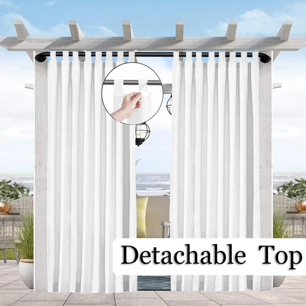 1PC Sun-Blocking & Waterproof Curtain - Easy-Hang Tab Top for PatioPergola & Gazebo Decor