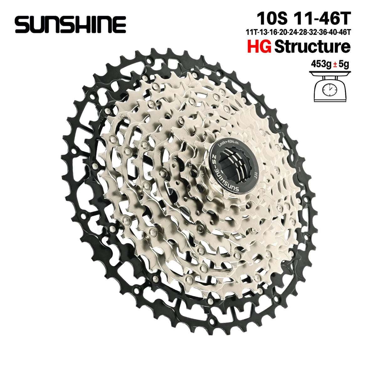 SUNSHINE MTB cassette freewheel HG sprocket carbon steel 10/11/12/13 speed 11T-40T to 11T-52T