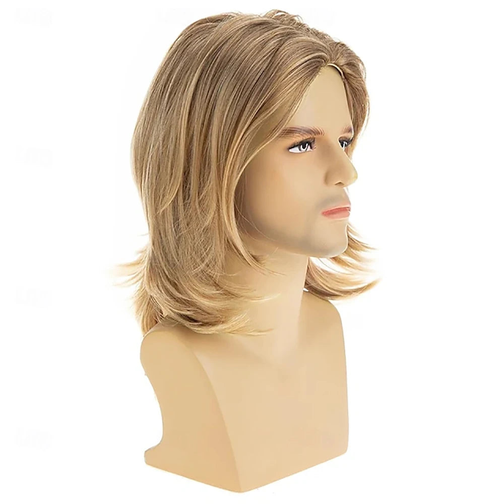 HAIRJOY Synthetic Hair Men Blonde Wig Short Layered Synthetic Wig Halloween Cosplay Costume Party Full Wigs