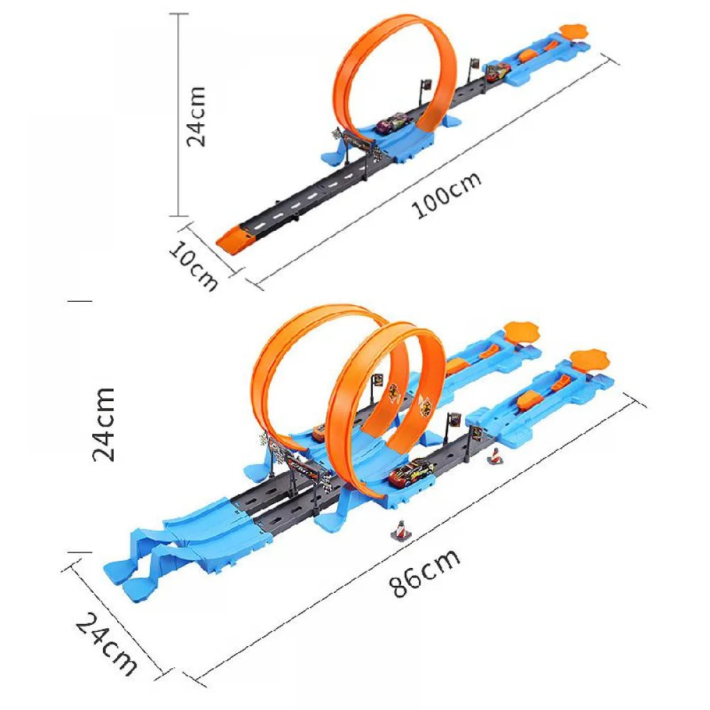 Stunt Speed Double Car Wheels Model Toys For Kids Racing Track Diy Assembled Rail Kits Educational Interactive Boy Children Toy