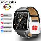 Ultra Thin Smartwatch 1.96in AMOLED Display Bluetooth Calling for Android iOS, Black