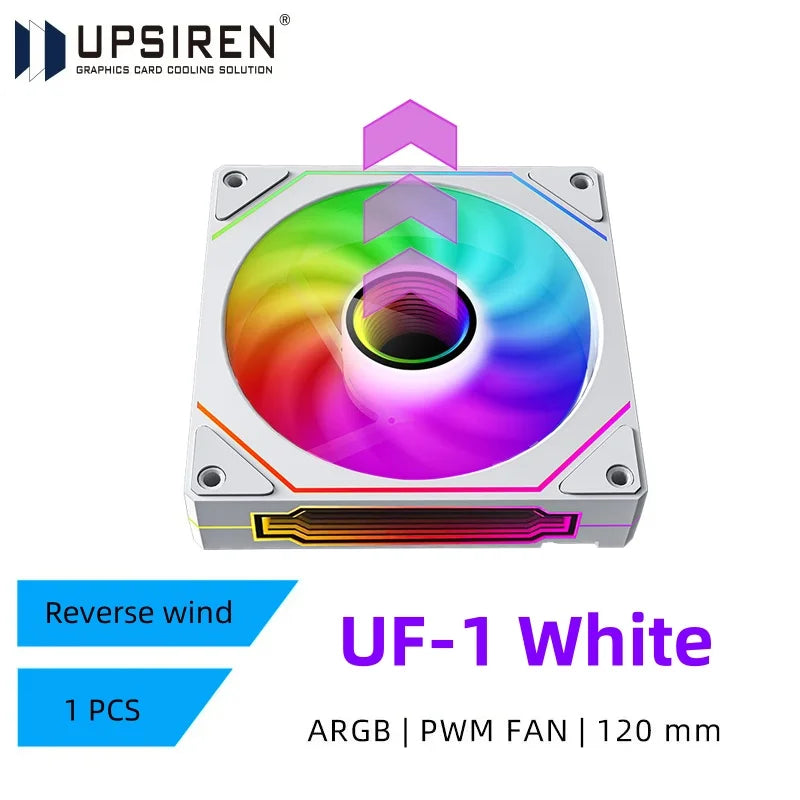 UPSIREN UF-1 PRISM 4 PRO Computer Chassis Fan 12cm ARGB 4 Pin PWM Quiet Cooling Fan 12V Large Air Volume 45.2CFM/600-1500RPM