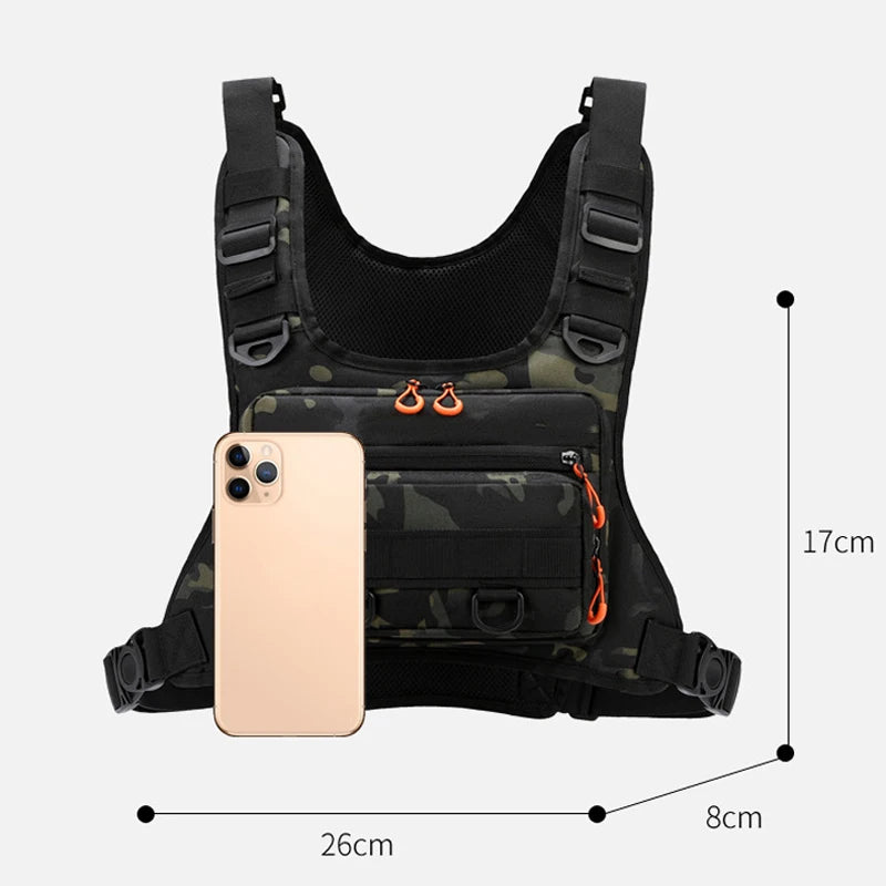 Camping Tactical Vest Bag Outdoor Sports Front Chest Rig Fishing  Running Cycling Motorcycling Workouts for Men Women Backpack