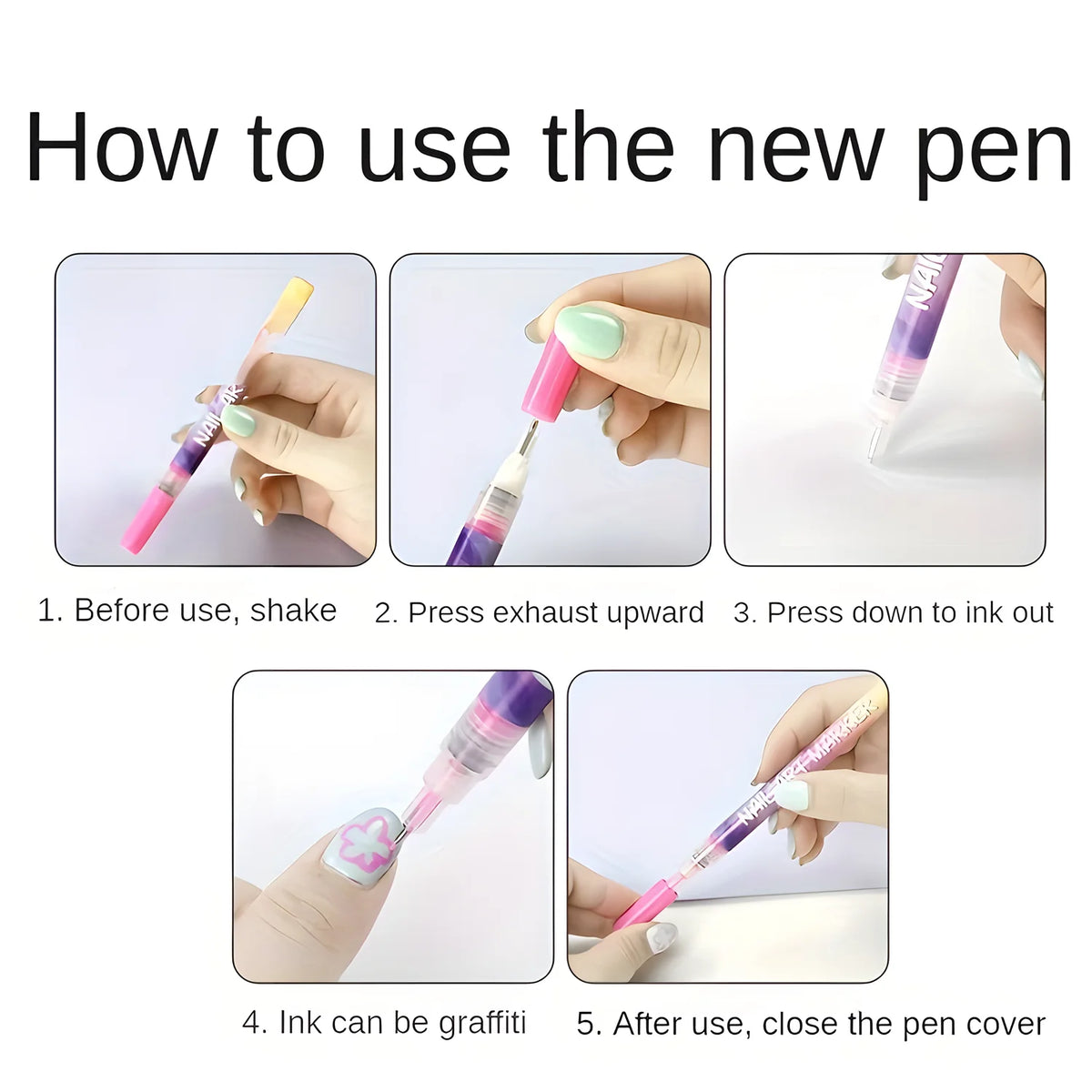 12 Color Nail Art Pens,0.5MM Nail Polish Pens Drawing Painting Point Liner Acrylic Painted Pen Kit, Waterproof and Quick-drying