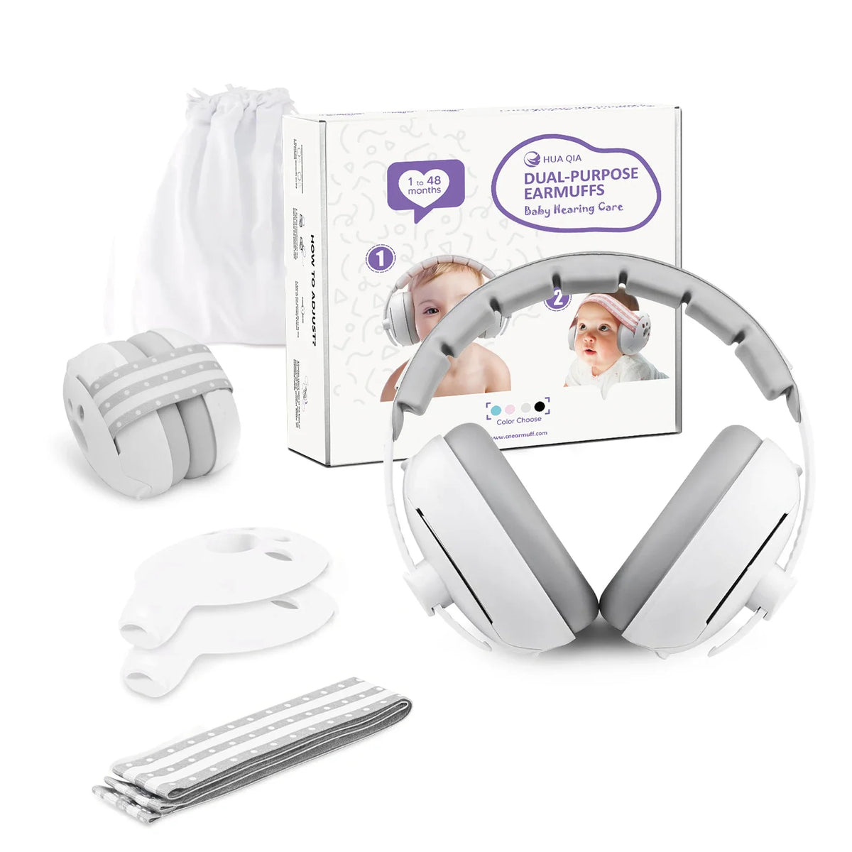 Baby Noise-Reducing Earmuffs Adjustable 2-in-1 Mini Headset for Sleep & Airplane