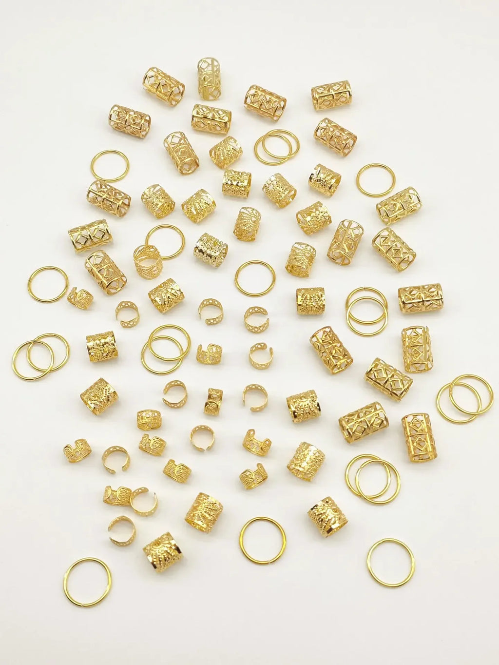 80pcs  Hair Braiding Metal Cuffs DIY Hollow Out Hair Ring Dreadlocks Beads Hair Braid Rings Clip Dread Decoration/Accessories