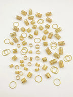 80pcs  Hair Braiding Metal Cuffs DIY Hollow Out Hair Ring Dreadlocks Beads Hair Braid Rings Clip Dread Decoration/Accessories