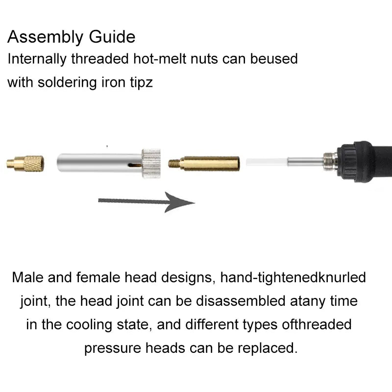 PIne64 TS100 Soldering Heat Insert Nut Iron Tip Internal Thread Head M2-M8 Brass Hot Melt Insertion Kit For 3D Printer