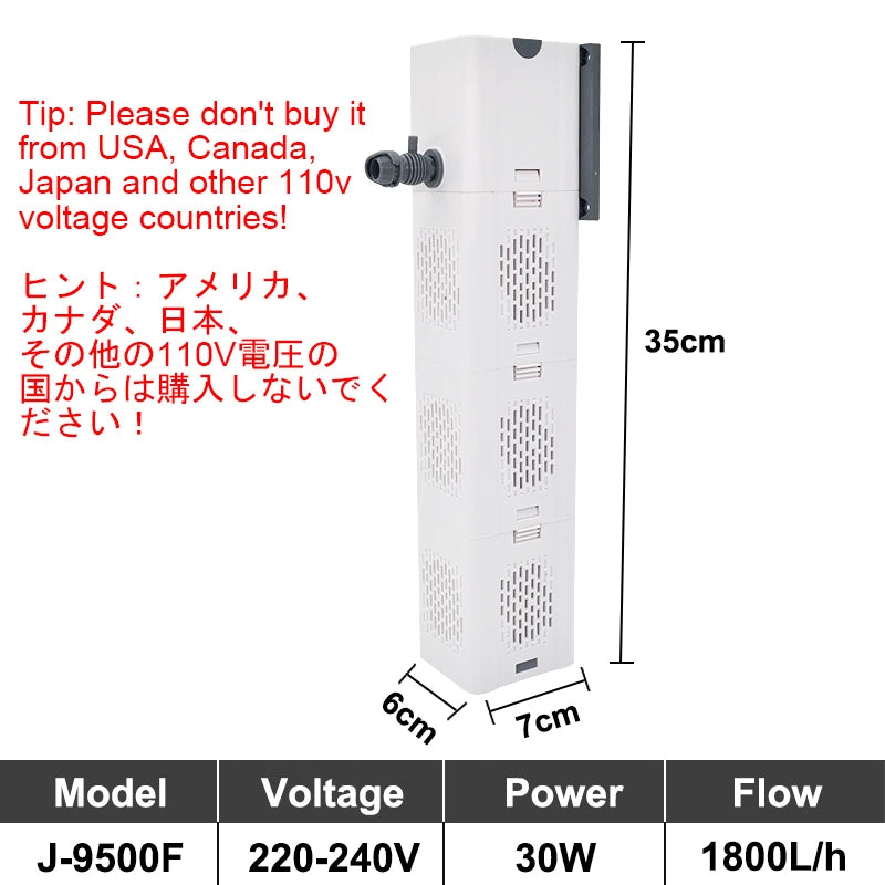 Aquarium Filter Pump Fish Tank Submersible Silent Air Oxygen Aerator Internal Water Pump Aquarium Air Pump Wave Maker 220v
