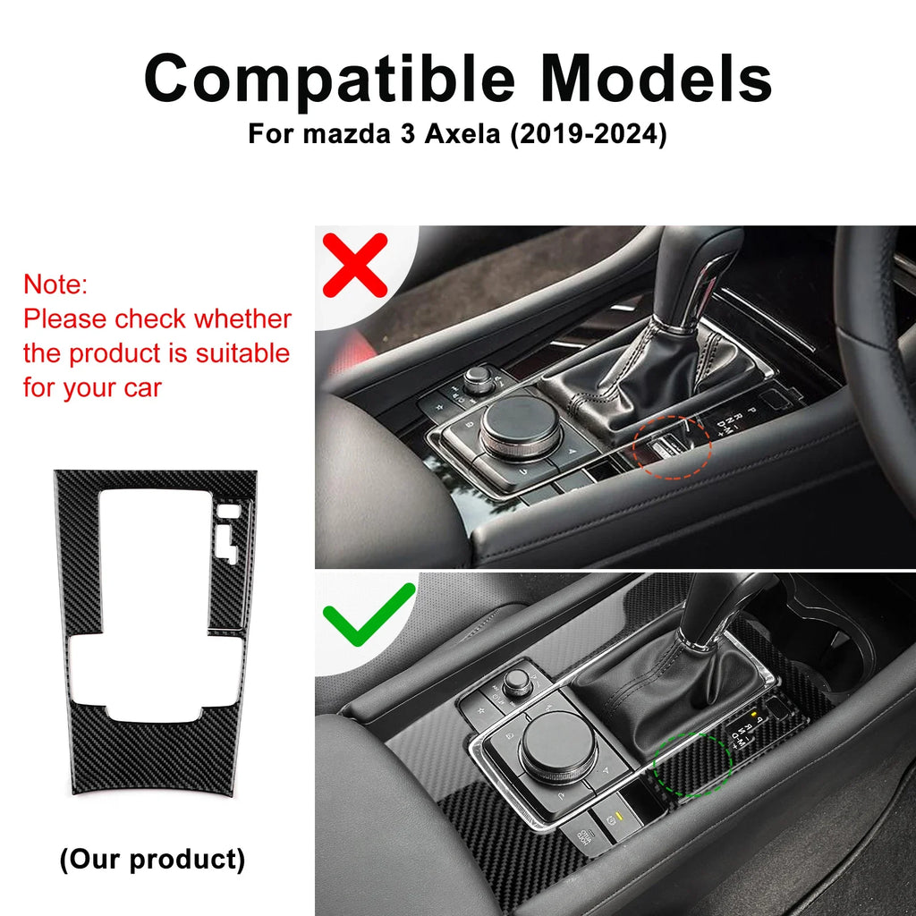 Mazda 3 Axela 2019-2025 Gear Shift Panel Trim Sticker Soft Carbon Fiber Black/Red