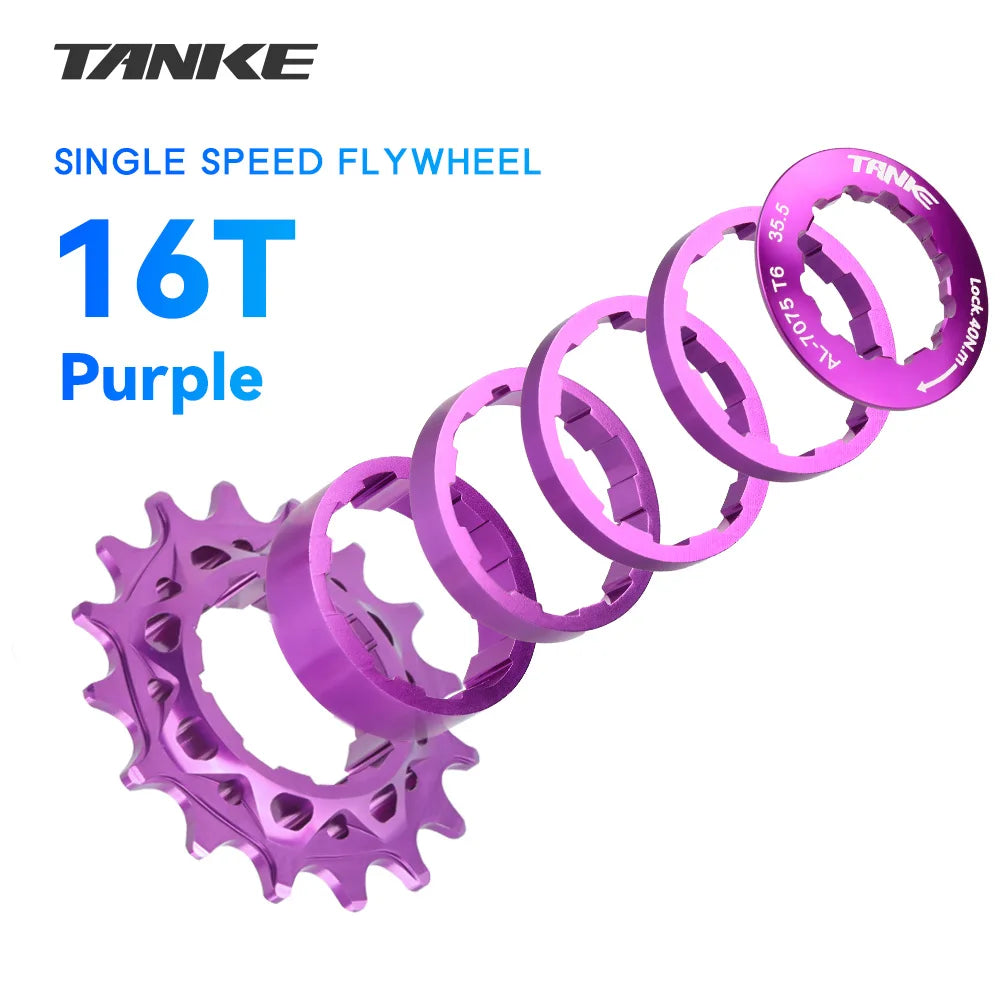 TANKE Single Speed Flywheel Conversion Kit HG Cassette Cog 7075 Aluminum 15T-18T