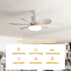 30W/40W Ceiling Fan with Remote Control LED Light Fan E27 Base, Intelligent Silent Ceiling Fan for Bedroom and Living Room