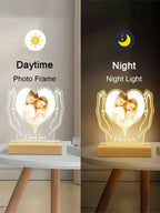 Personalized photo LED night light acrylic heart plaque wooden frame night light, baby ultrasound images, mother-to-be souvenirs