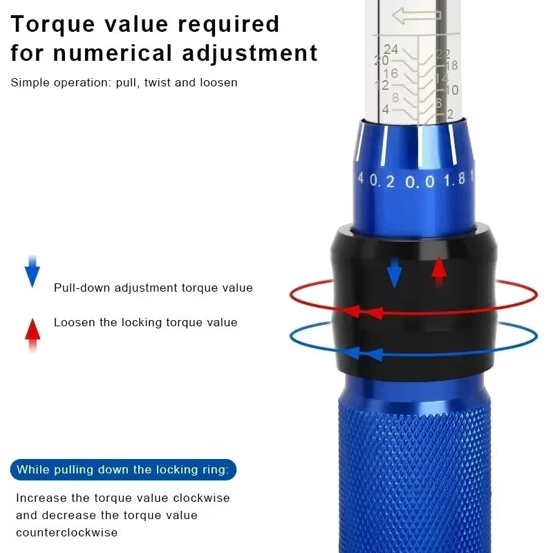 15PCS Torque Wrench Set 1/4" 2-24nm Bi-directional Bicycle Hex Wrench Tool Professional Maintenance And Car Moto Repair Tools