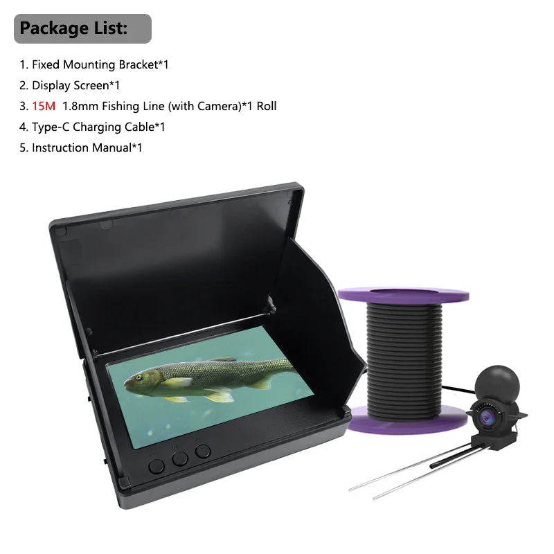Dodosee 220° Underwater Fishing Camera Handheld 1080P 4.3'' LCD Fish Finder Portable Fish Depth Finder Water With Night Vision