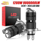 1200W H4 Bi Mini LED Projector Lens Headlights 9000000LM Turbo Lamps Super Bright 6000K White Dual Motorcycle Plug&Play 12V 24V